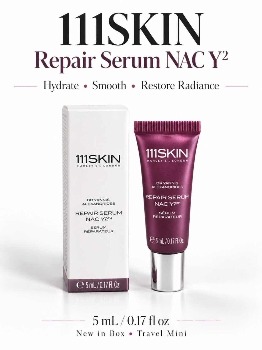 111SKIN Repair Serum NAC Y2 5ml Travel Mini New in Box Luxury Facial Serum